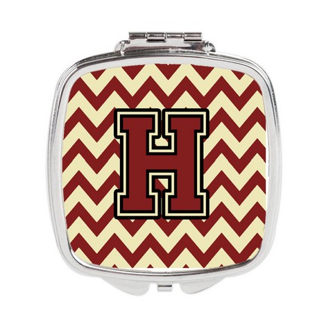 CJ1061-HSCM Letter H Chevron Maroon & Gold Compact Mirror