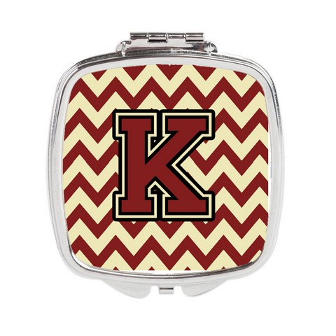 CJ1061-KSCM Letter K Chevron Maroon & Gold Compact Mirror