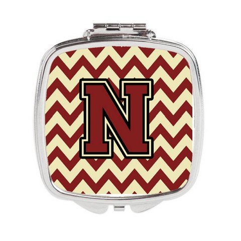 CJ1061-NSCM Letter N Chevron Maroon & Gold Compact Mirror