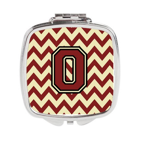 CJ1061-OSCM Letter O Chevron Maroon & Gold Compact Mirror