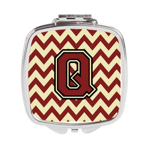 CJ1061-QSCM Letter Q Chevron Maroon & Gold Compact Mirror