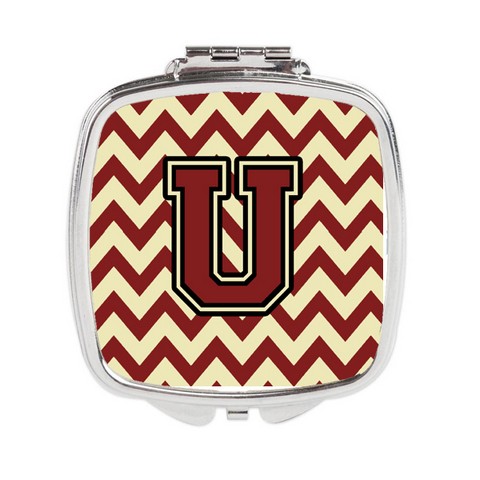 CJ1061-USCM Letter U Chevron Maroon & Gold Compact Mirror