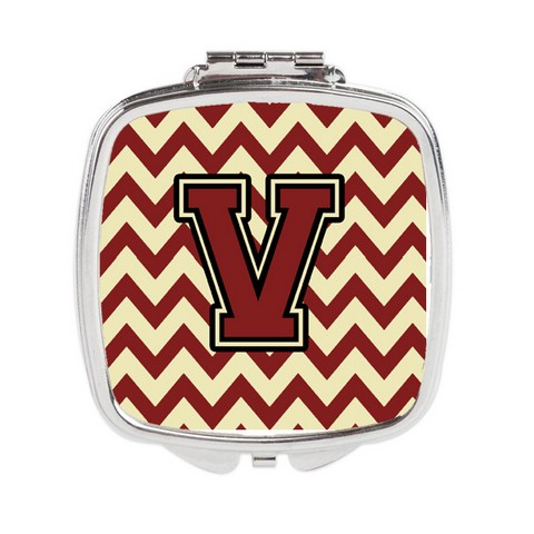 CJ1061-VSCM Letter V Chevron Maroon & Gold Compact Mirror