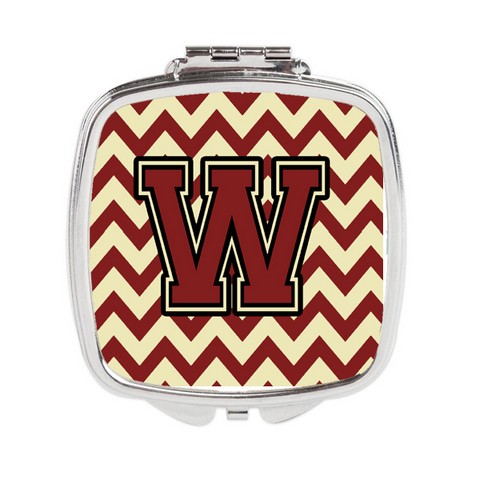 CJ1061-WSCM Letter W Chevron Maroon & Gold Compact Mirror