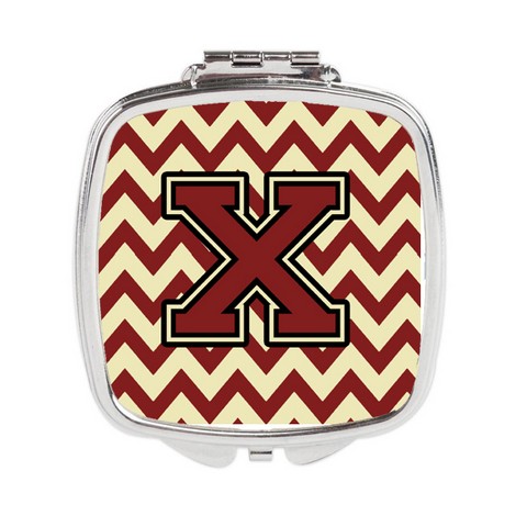 CJ1061-XSCM Letter X Chevron Maroon & Gold Compact Mirror