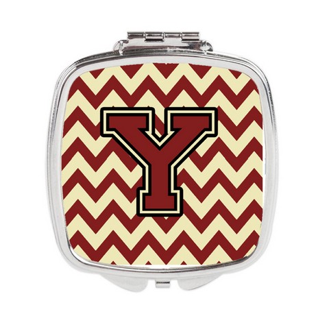 CJ1061-YSCM Letter Y Chevron Maroon & Gold Compact Mirror