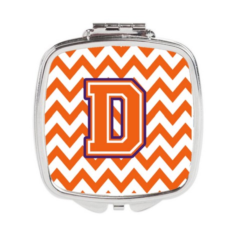 CJ1062-DSCM Letter D Chevron Orange & Regalia Compact Mirror