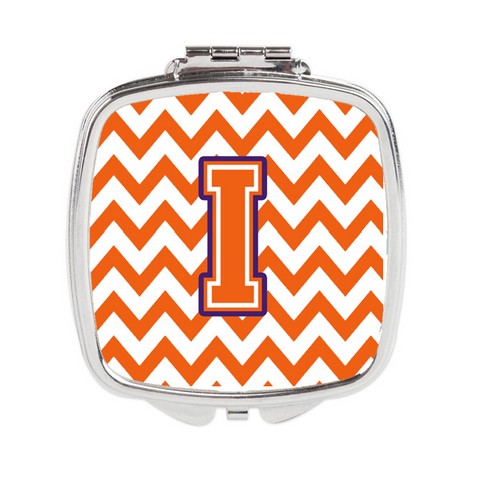 CJ1062-ISCM Letter I Chevron Orange & Regalia Compact Mirror