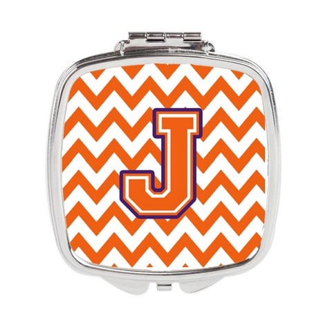 Letter J Chevron Orange & Regalia Compact Mirror