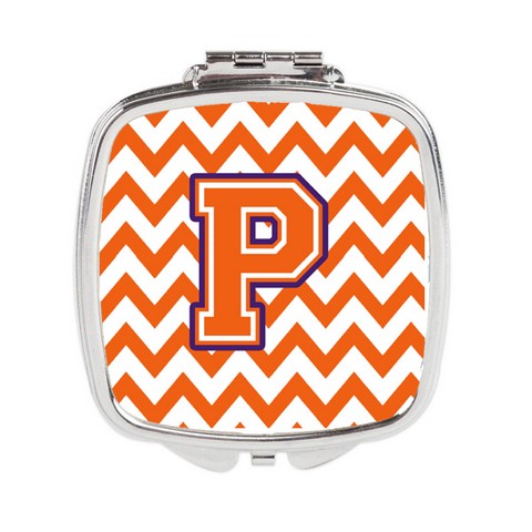 CJ1062-PSCM Letter P Chevron Orange & Regalia Compact Mirror