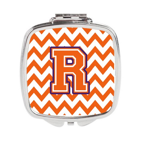 CJ1062-RSCM Letter R Chevron Orange & Regalia Compact Mirror
