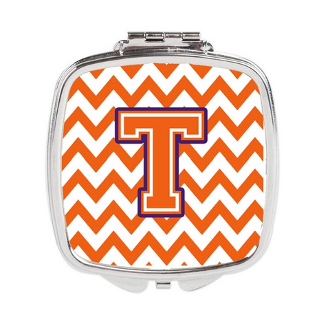 CJ1062-TSCM Letter T Chevron Orange & Regalia Compact Mirror