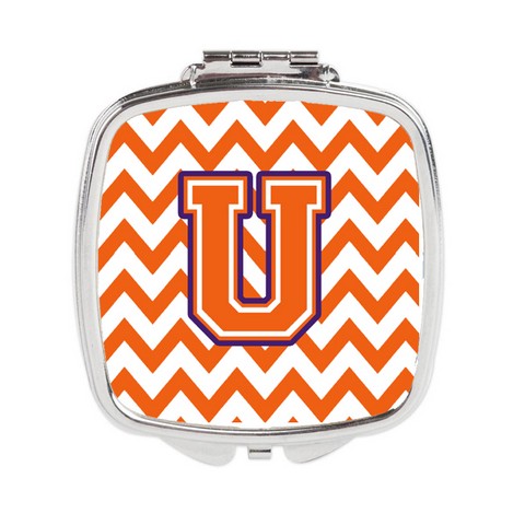 Letter U Chevron Orange & Regalia Compact Mirror - Orange & Regalia
