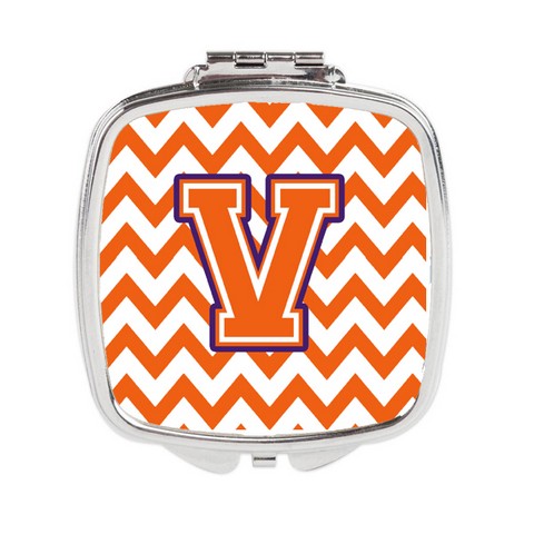CJ1062-VSCM Letter V Chevron Orange & Regalia Compact Mirror