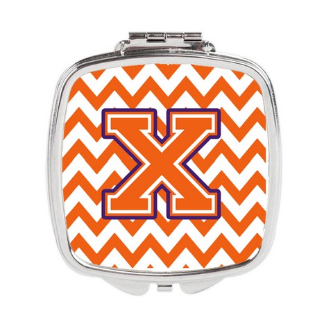 CJ1062-XSCM Letter X Chevron Orange & Regalia Compact Mirror