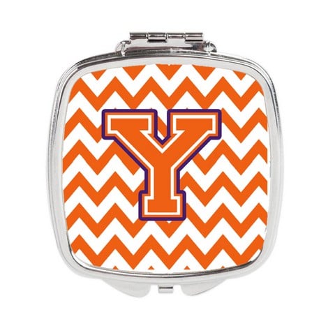Letter Y Chevron Orange & Regalia Compact Mirror