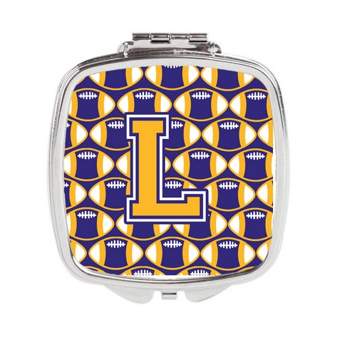 Letter L Football Purple & Gold Compact Mirror