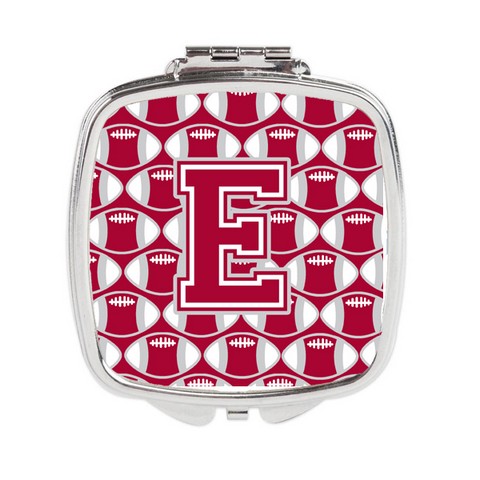 CJ1065-ESCM Letter E Football Crimson, Grey & White Compact Mirror