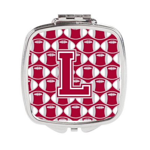 CJ1065-LSCM Letter L Football Crimson, Grey & White Compact Mirror