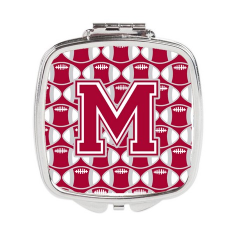 Letter M Football Crimson - Grey & White Compact Mirror