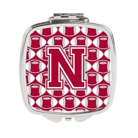 CJ1065-NSCM Letter N Football Crimson, Grey & White Compact Mirror