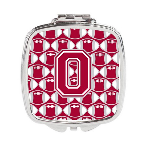 Letter O Football Crimson - Grey & White Compact Mirror