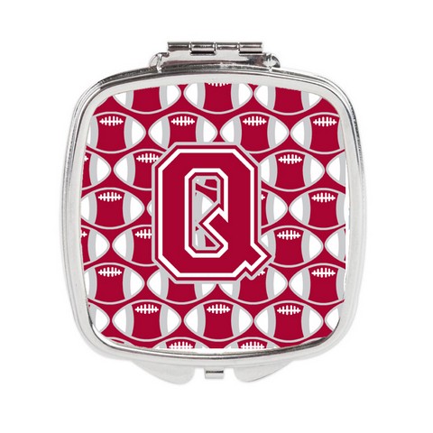 CJ1065-QSCM Letter Q Football Crimson, Grey & White Compact Mirror