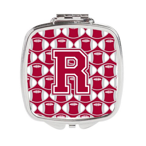 Letter R Football Crimson - Grey & White Compact Mirror