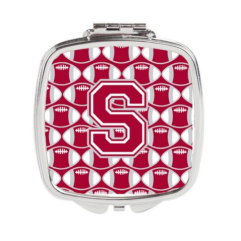 Letter S Football Crimson - Grey & White Compact Mirror