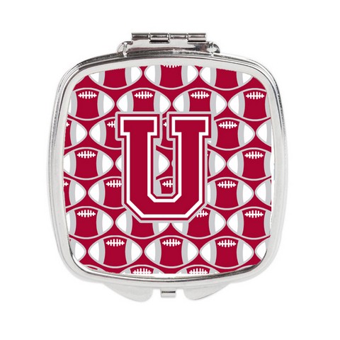 CJ1065-USCM Letter U Football Crimson, Grey & White Compact Mirror