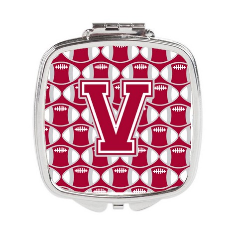Letter V Football Crimson - Grey & White Compact Mirror
