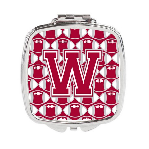 Letter W Football Crimson - Grey & White Compact Mirror