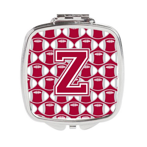 Letter Z Football Crimson - Grey & White Compact Mirror