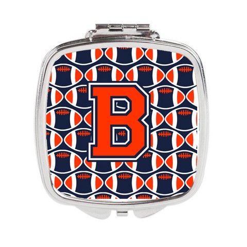 Letter B Football Orange - Blue & White Compact Mirror