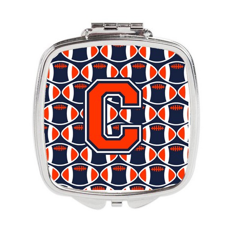 Letter C Football Orange - Blue & White Compact Mirror