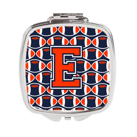 Letter E Football Orange - Blue & White Compact Mirror