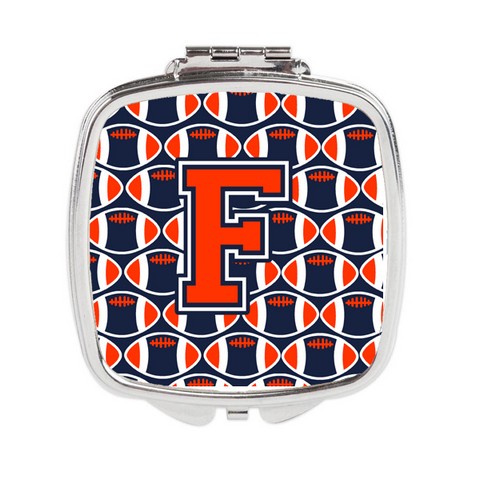 Letter F Football Orange - Blue & White Compact Mirror