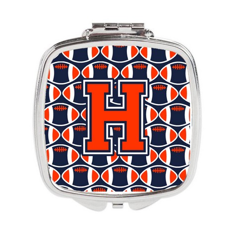 Letter H Football Orange - Blue & White Compact Mirror