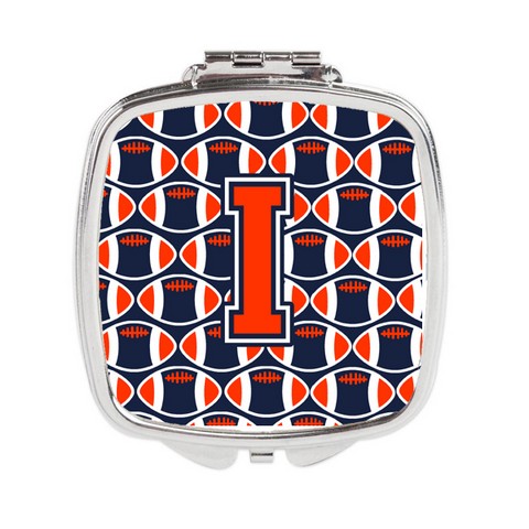 Letter I Football Orange - Blue & White Compact Mirror