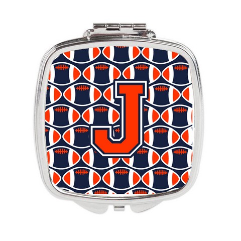 Letter J Football Orange - Blue & White Compact Mirror