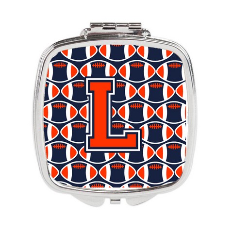Letter L Football Orange - Blue & White Compact Mirror