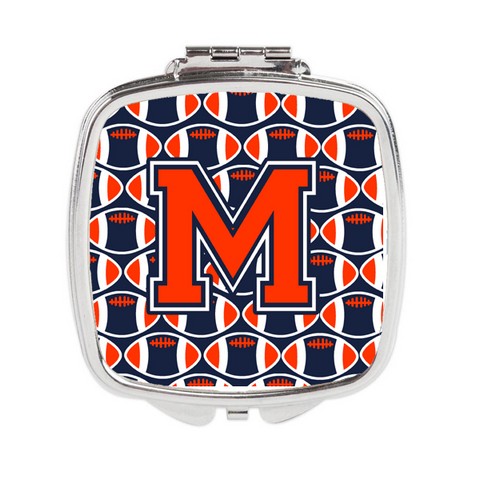 Letter M Football Orange - Blue & White Compact Mirror