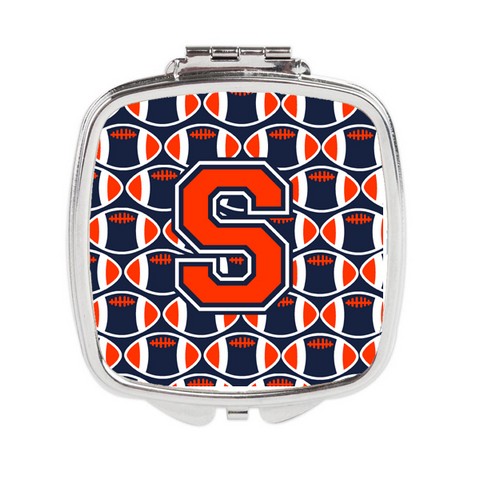 Letter S Football Orange - Blue & White Compact Mirror