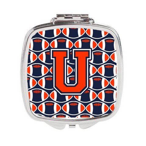CJ1066-USCM Letter U Football Orange, Blue & White Compact Mirror