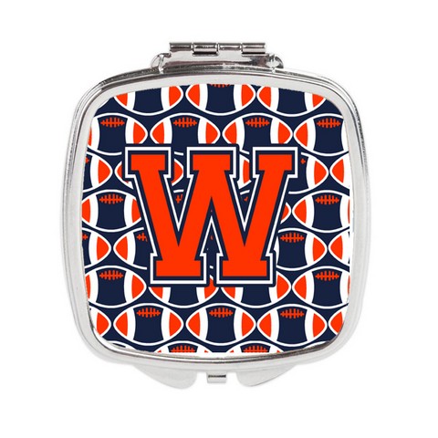 Letter W Football Orange - Blue & White Compact Mirror