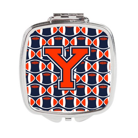 Letter Y Football Orange - Blue & White Compact Mirror