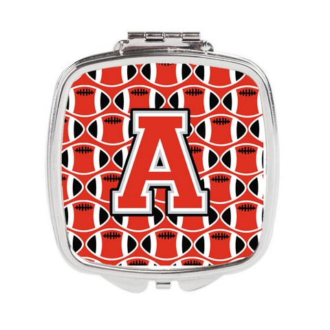 Letter A Football Scarlet & Grey Compact Mirror - Scarlet & Grey