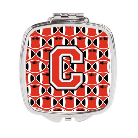 CJ1067-CSCM Letter C Football Scarlet & Grey Compact Mirror