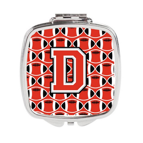 CJ1067-DSCM Letter D Football Scarlet & Grey Compact Mirror