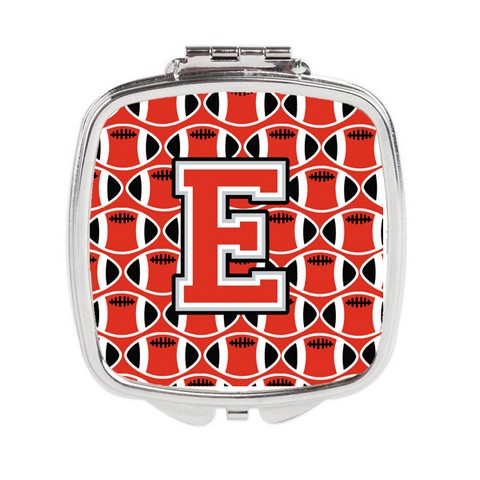 CJ1067-ESCM Letter E Football Scarlet & Grey Compact Mirror